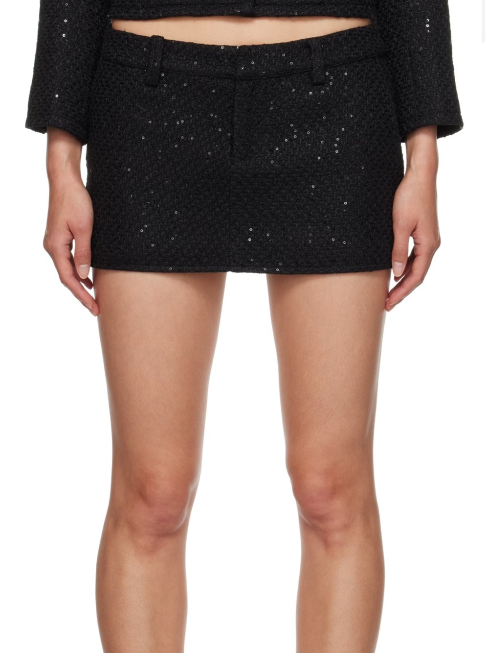Guizio Bela Tweed Mini Skirt in Black
